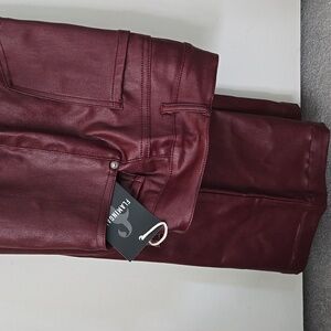 Flamingals Bootcut Flare High Waist PU Leather Pocket Pants